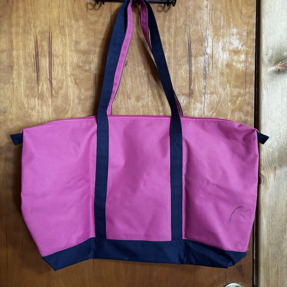 Samsonite Canvas Weekender Yacht Travel Tote Bag Foldable Pink Navy Large 25x15